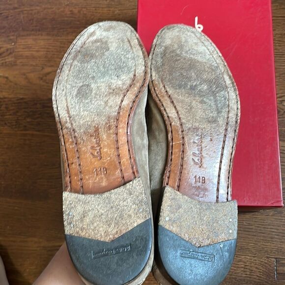 Vtg Salvatore Ferragamo “Persus”taupe suede calf slip on loafers / Original box - Picture 6 of 11